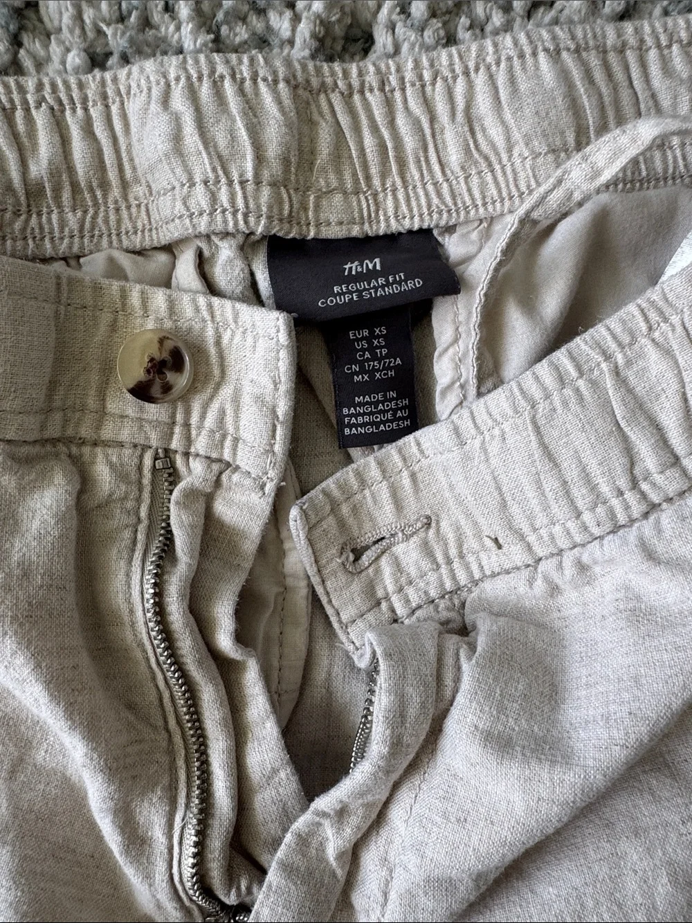 H&M Men's Light Cream Linen-Blend Joggers